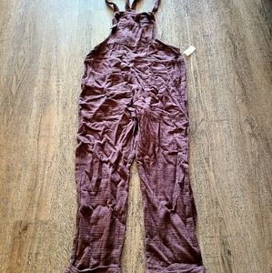NWT Aerie brown light cotton overalls XS.